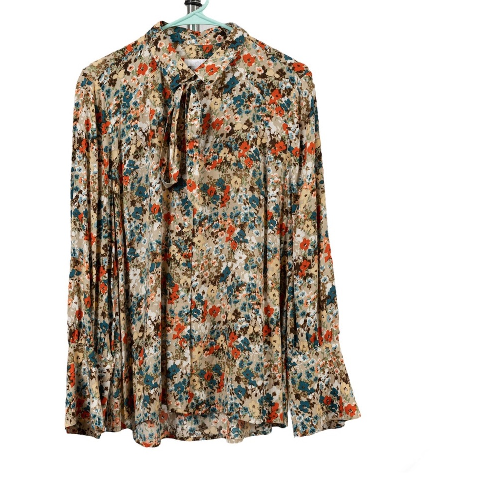 J.Jill floral long sleeve blouse size M